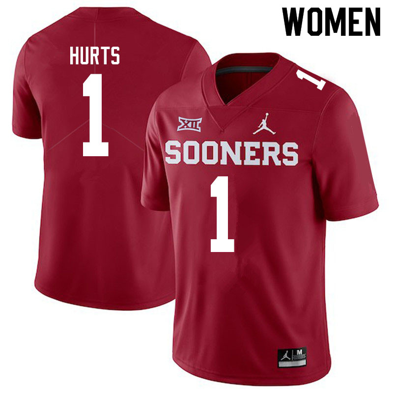 Women #1 Jalen Hurts Oklahoma Sooners Jordan Brand College Football Jerseys Sale-Crimson - Click Image to Close